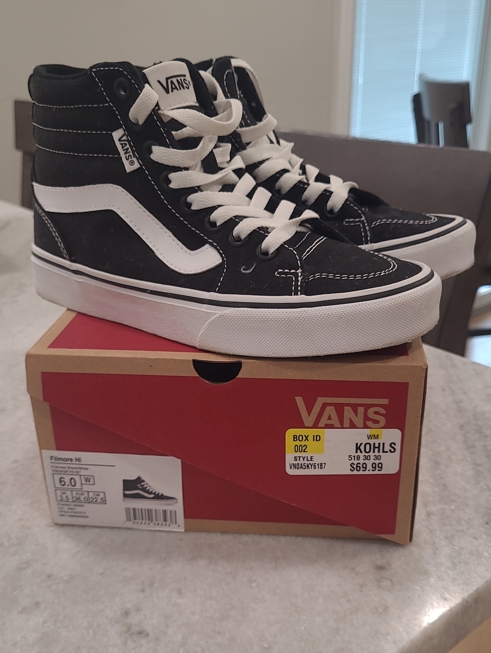 Vans Black and White High-Top Skate Sneakers. Like New Condition With Box